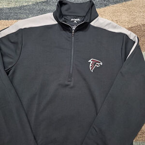 Antigua Atlanta Falcons Men’s Small 1/4 Zip Pullover Black Gray NFL Golf Jacket